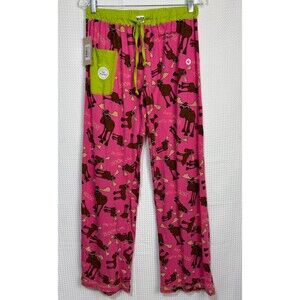 NWT Lazy One Women's size M Yoga Moose Colorado Pant Lounge Pants PJs Cotton d